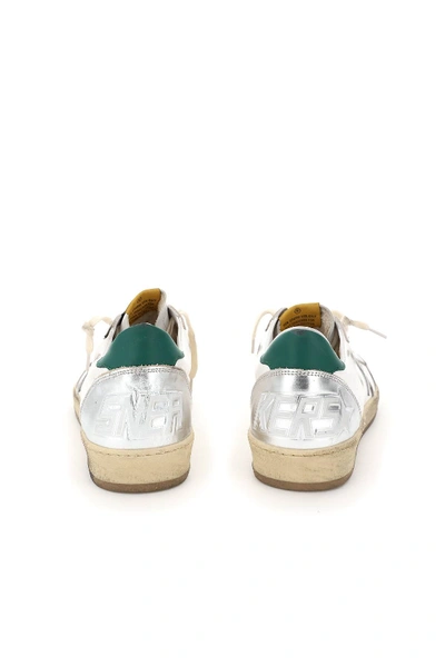 Shop Golden Goose Ball Star Sneakers In White,green,silver