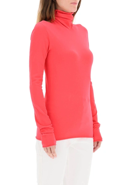 Shop Bottega Veneta Turtleneck Sweater In Technical Knit In Red