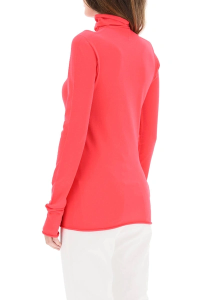 Shop Bottega Veneta Turtleneck Sweater In Technical Knit In Red