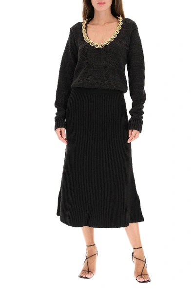 Shop Bottega Veneta Wool Skirt In Brown