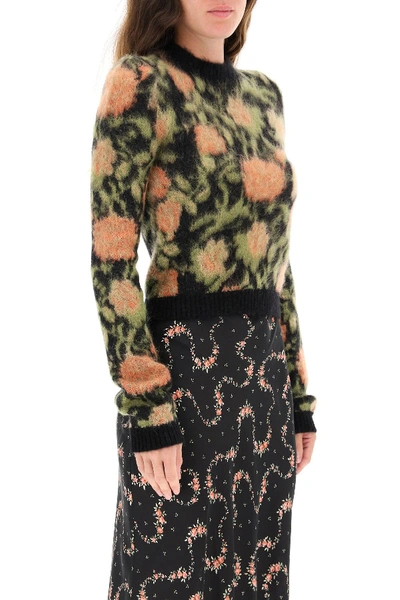 Shop Paco Rabanne Cropped Floral Sweater In Green,orange,black