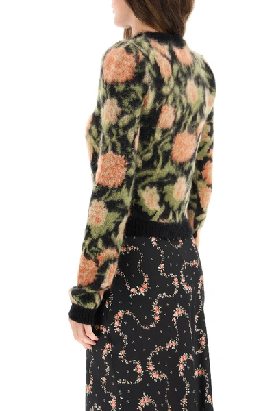 Shop Paco Rabanne Cropped Floral Sweater In Green,orange,black