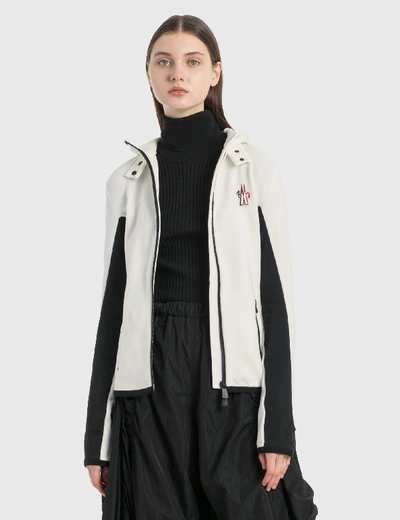 Shop Moncler Zip Fitted Fleece Jacket In White
