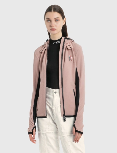Shop Moncler Zip Fitted Fleece Jacket In Pink