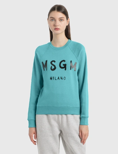 Shop Msgm Brush Logo Sweatshirt In Light Blue