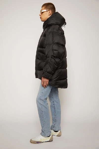 Shop Acne Studios Hooded Down Coat Black