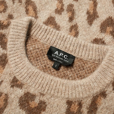 Shop A.p.c. Nans Leopard Crew Knit In Brown