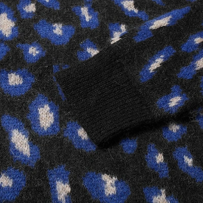 Shop Apc A.p.c. Nans Leopard Crew Knit In Blue