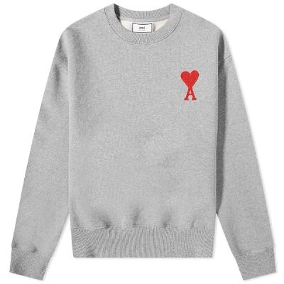 Shop Ami Alexandre Mattiussi Ami Big Heart Crew Sweat In Grey