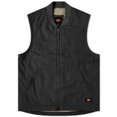 Shop Dickies Sherpa Lined Vest In Black