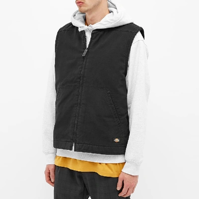 Shop Dickies Sherpa Lined Vest In Black