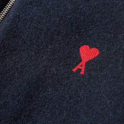 Shop Ami Alexandre Mattiussi Ami Heart Logo Bomber Jacket In Blue