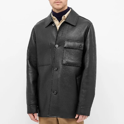 Shop Acne Studios Lopris Bonded Leather Jacket In Black