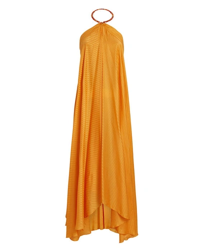 Shop Galvan Terrazza Silk Halter Dress In Orange