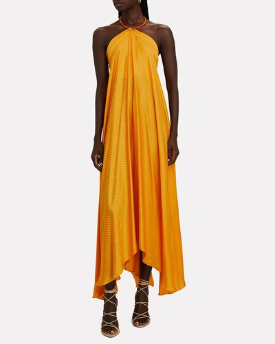Shop Galvan Terrazza Silk Halter Dress In Orange