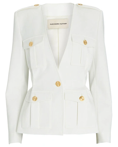 Shop Alexandre Vauthier Crepe Cargo Jacket In White
