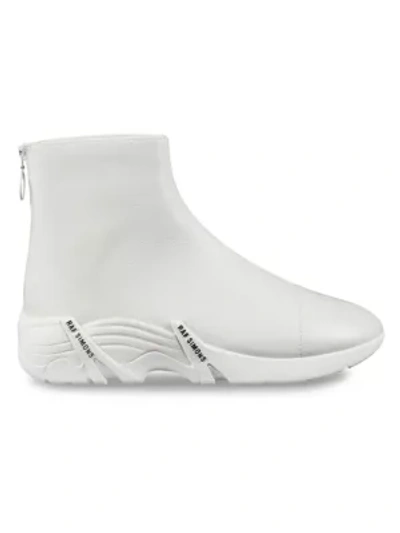 Shop Raf Simons Men's Cylon Leather Ankle Boots In White