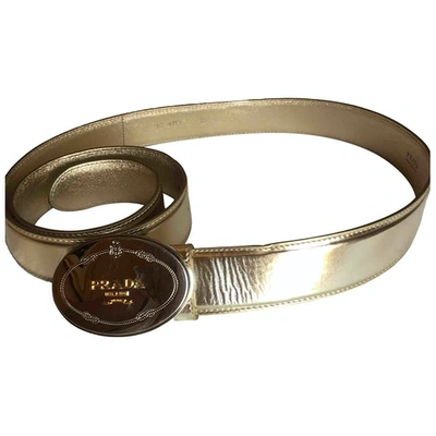 Pre-owned Prada Leather Belt In Gold