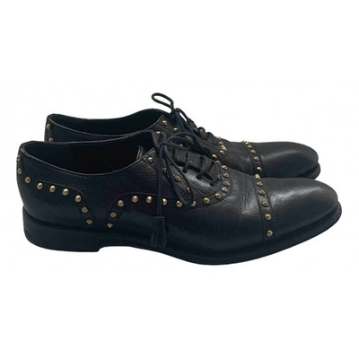 Pre-owned Gucci Leather Lace Ups In Black