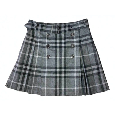 Pre-owned Burberry Grey Wool Skirt