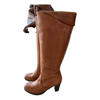 Pre-owned Tommy Hilfiger Leather Boots In Camel