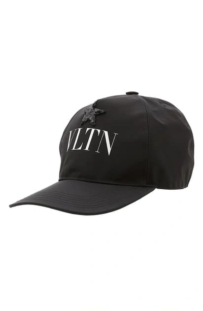 Shop Valentino Vltn Baseball Cap In Black/ White