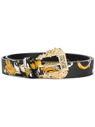 Shop Versace Jeans Couture Barocco Print Belts In Black