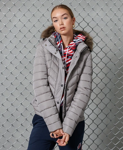 Shop Superdry Luxe Fuji Padded Jacket In Silver