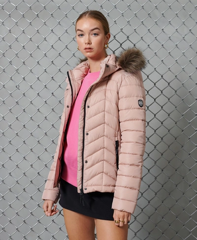 Shop Superdry Wattierte Luxe Fuji Jacke In Pink
