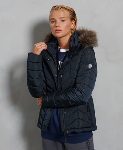 Shop Superdry Women's Luxe Fuji Padded Jacket Navy / Eclipse Navy - Size: 8