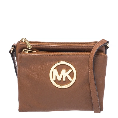 Pre-owned Michael Kors Brown Leather Fulton Crossbody Bag