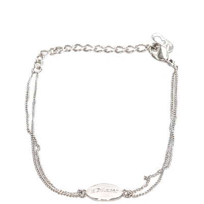 Pre-owned Dior Silver Logo Charm Bracelet