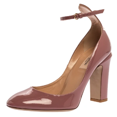 Pre-owned Valentino Garavani Pink Patent Leather Tango Ankle Strap Pumps Size 40.5