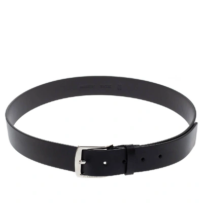 Pre-owned Burberry Black Leather Gray35 Buckle Belt 90cm