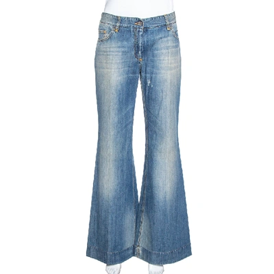 Pre-owned Dolce & Gabbana Blue Medium Washed Denim Flared Jeans L