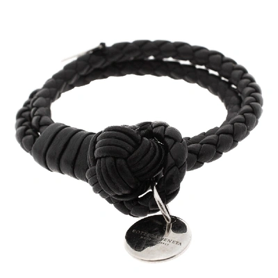 Pre-owned Bottega Veneta Black Intrecciato Nappa Leather Double Strand Bracelet S