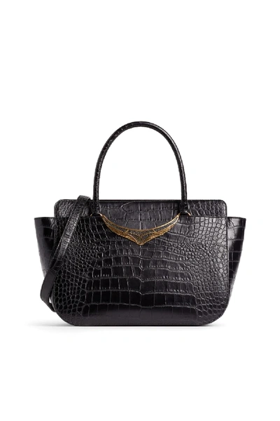 Shop Roberto Cavalli Croco Tote Bag In Black