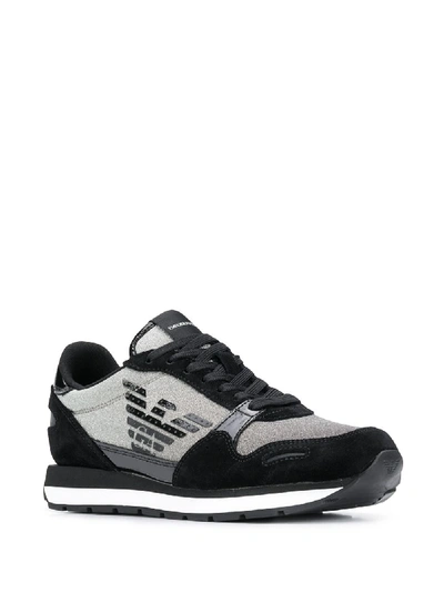 Shop Emporio Armani Leather Sneakers In Black