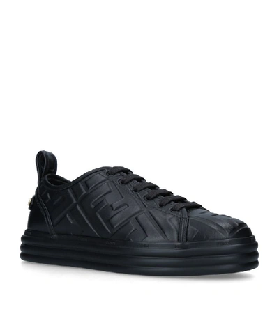 Shop Fendi Embossed Leather Flatform Sneakers
