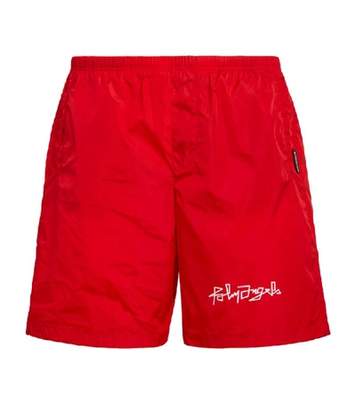 Shop Palm Angels Desert Logo Swim Shorts