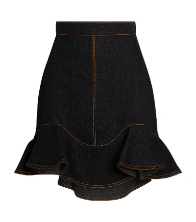 Shop Alexander Mcqueen Flared Denim Skirt