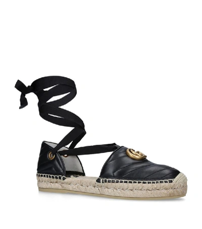 Shop Gucci Leather Pilar Espadrille Flats