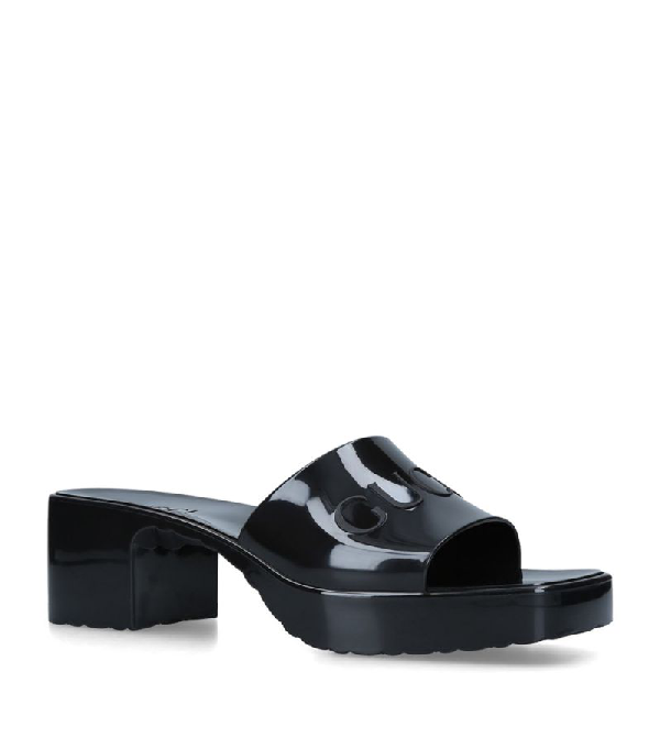 gucci rubber platform slide sandals