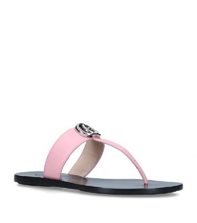 Shop Gucci Leather Marmont Thong Sandals