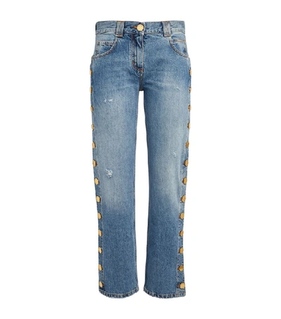 Shop Balmain Button-detail Straight Jeans