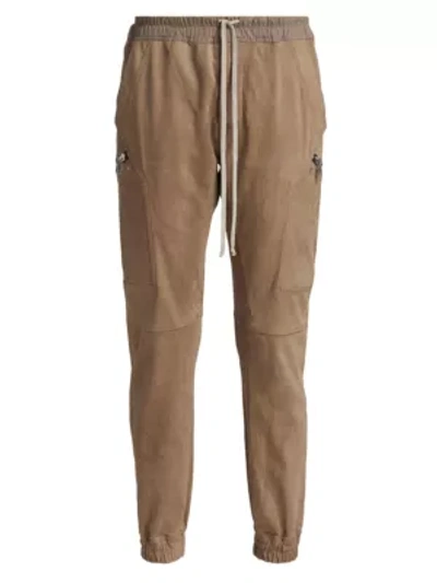 Shop Rick Owens Stretch Suede Cargo Joggers In Dirt