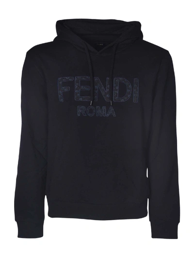Shop Fendi Black Hoodie With Front Logo
