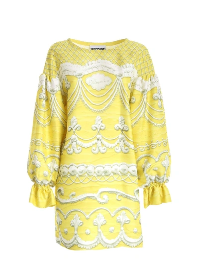 Shop Moschino Icing Print Dress In Yellow