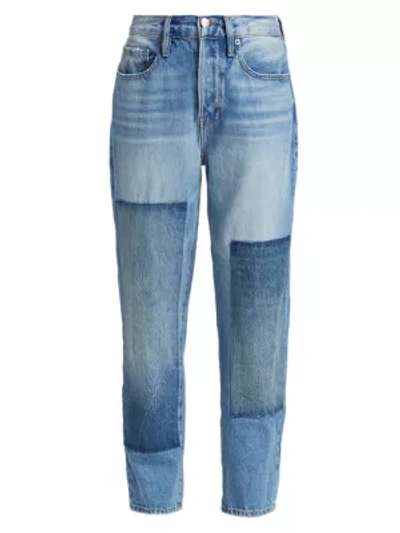 Shop Frame Le Original Patched Straight Jeans In Haver