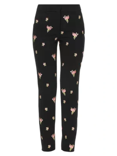 Shop Moschino Women's Floral Crepe Trousers In Black Multi